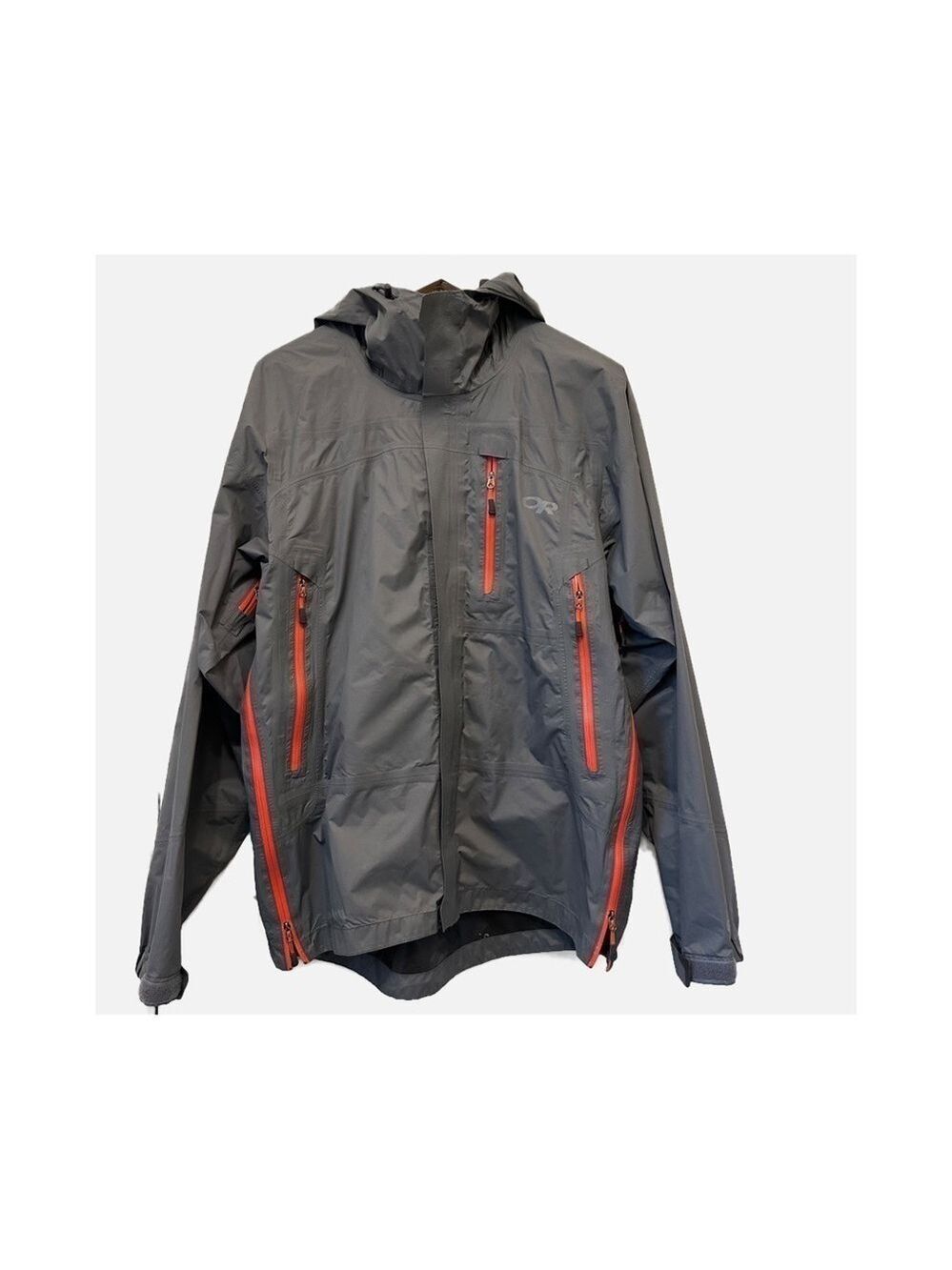 Outdoor Research Jacket Men’s M Full Zip Goretex Gray Windbreaker Hood Sml Flaw
